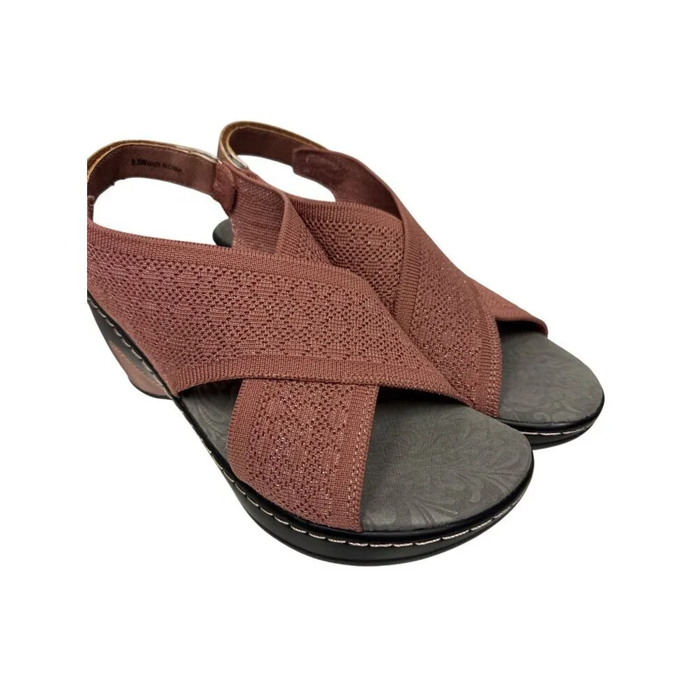 JBU Jamba Alyssa Women's Sandal Wedge Pink Rose Shimmer Lightweight 9.5 Wide